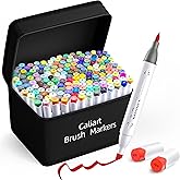 Caliart 168 Colors Alcohol Markers Brush Tip & Chisel, Dual Tip Art Markers Set for Adults Coloring Book Artists Sketch Illustration, with Case Permanent Colored Pen Art Supplies Drawing Gifts