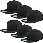 Gelante Plain Blank Flat Brim Adjustable Snapback Baseball Caps LOT 6 Pack