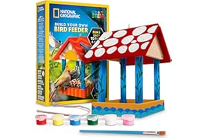 Blue Marble National Geographic Build Your Own Bird Feeder Kit – DIY Wooden Feeder Craft with Paints, Brush, Bird-Watching Journal & Educational Poster for Kids, Easter Basket Stuffers