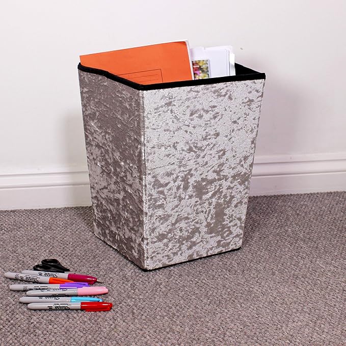 UK Home Accessories Silver Wastepaper Bin Bedroom Bin Amazon.co.uk