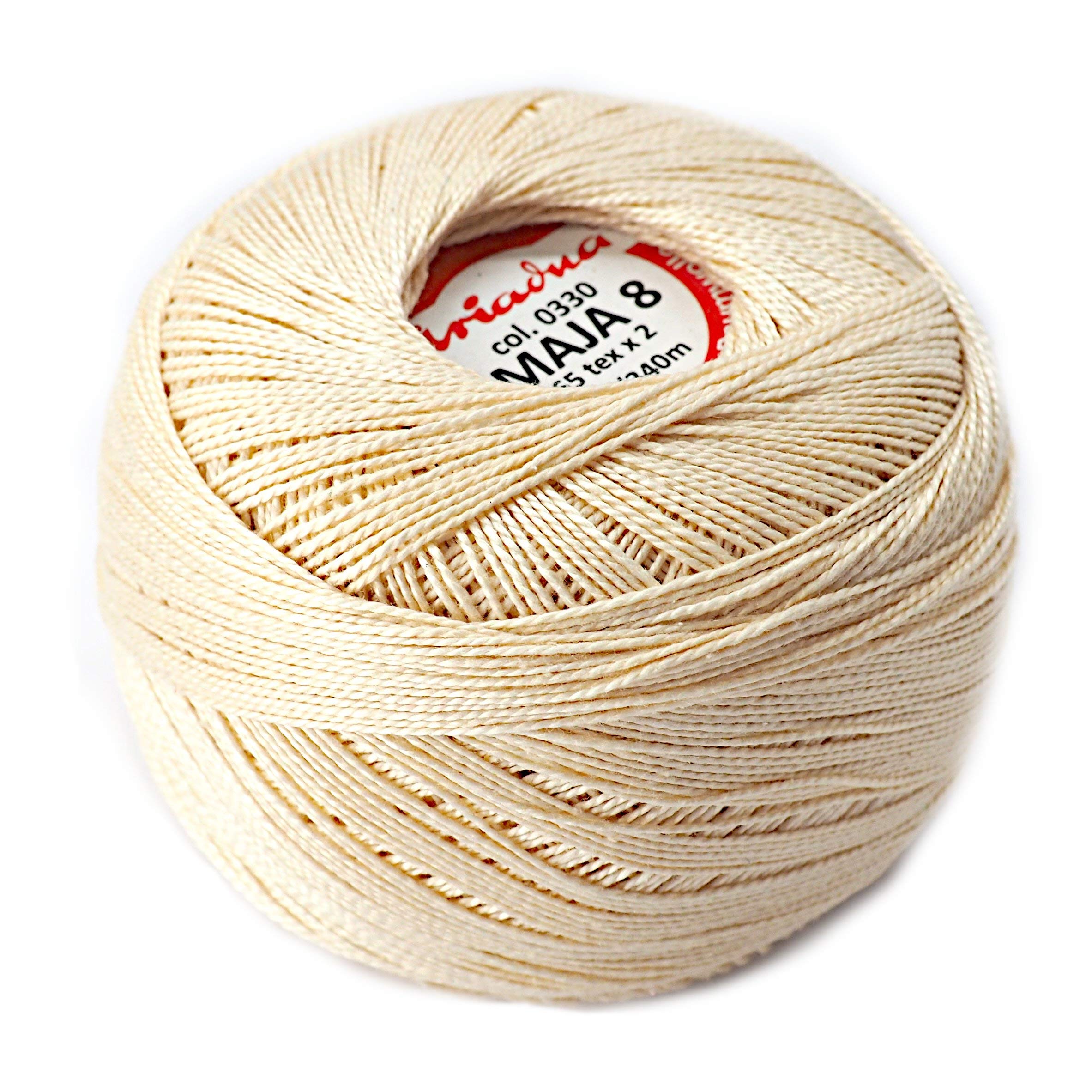Pearl Crochet Cotton Embroidery Ball Yarn 229yd/210m Quality Thread 50g Size 8 Beige (330)