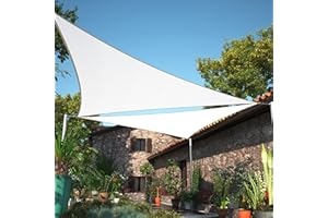 ShadeMart 10' x 10' x 10' White Sun Shade Sail UPF50 Triangle Canopy Fabric Cloth Screen, Water Air Permeable & UV Resistant, Heavy Duty, Carport Patio Outdoor - (We Customize Size)