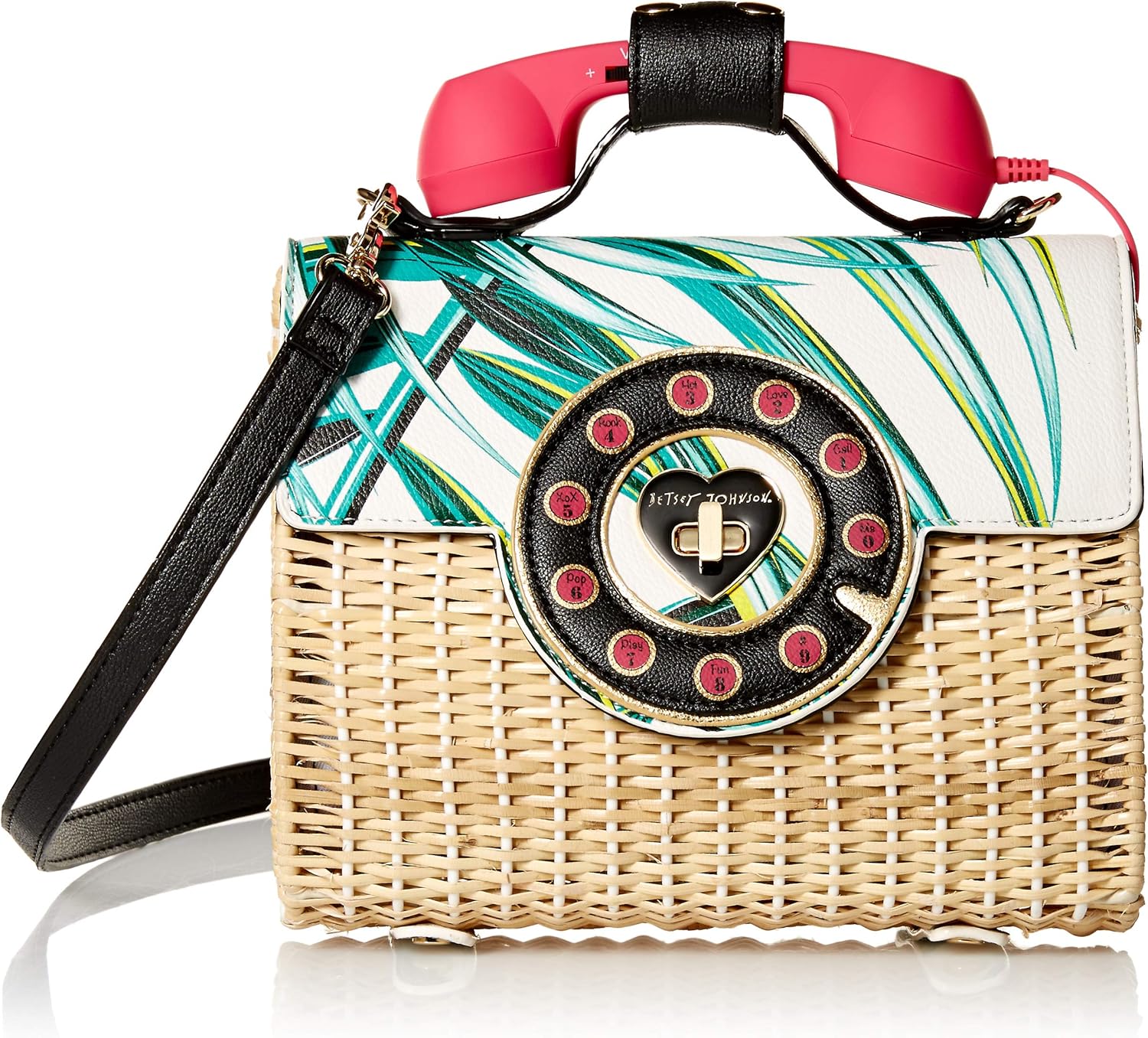 Betsey Johnson Wicker Palm Print Phone Bag