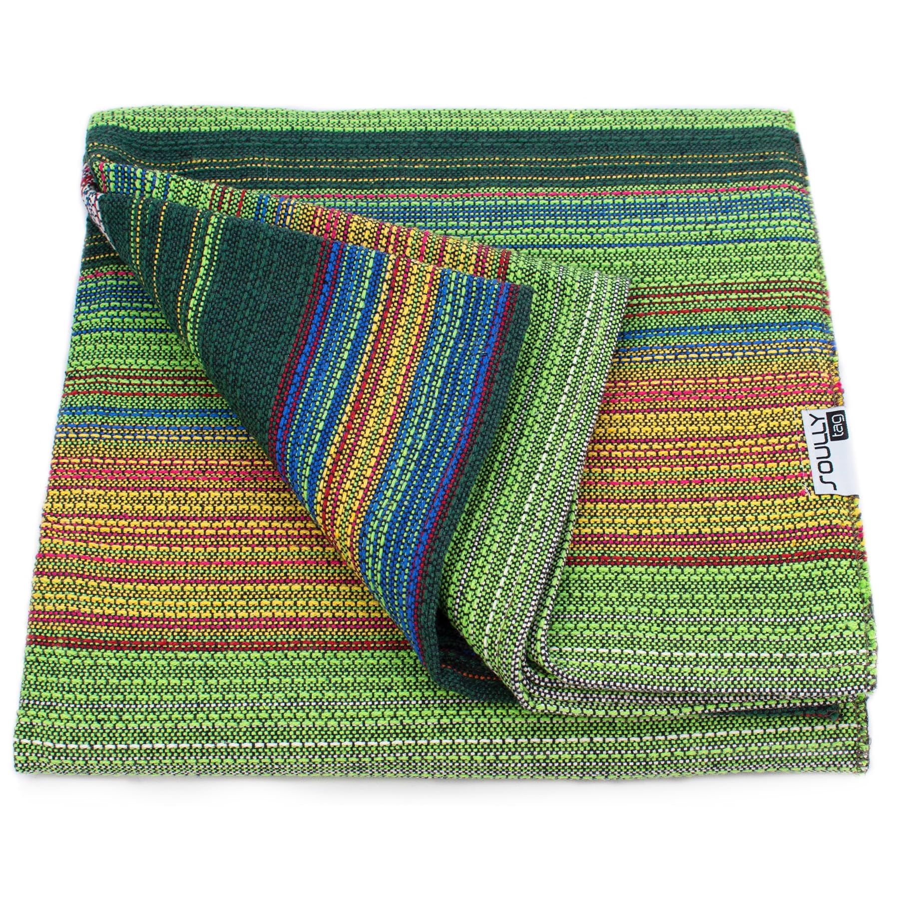 100% Cotton Throw Blanket Over Sofa Cover - Multipurpose Beach Yoga Travel Camping Picnic Mat - Multicolored Sofa Chair Pet Cover - Multifuncional Indoor and Outdoor Hardwearing (Rio) (Green)