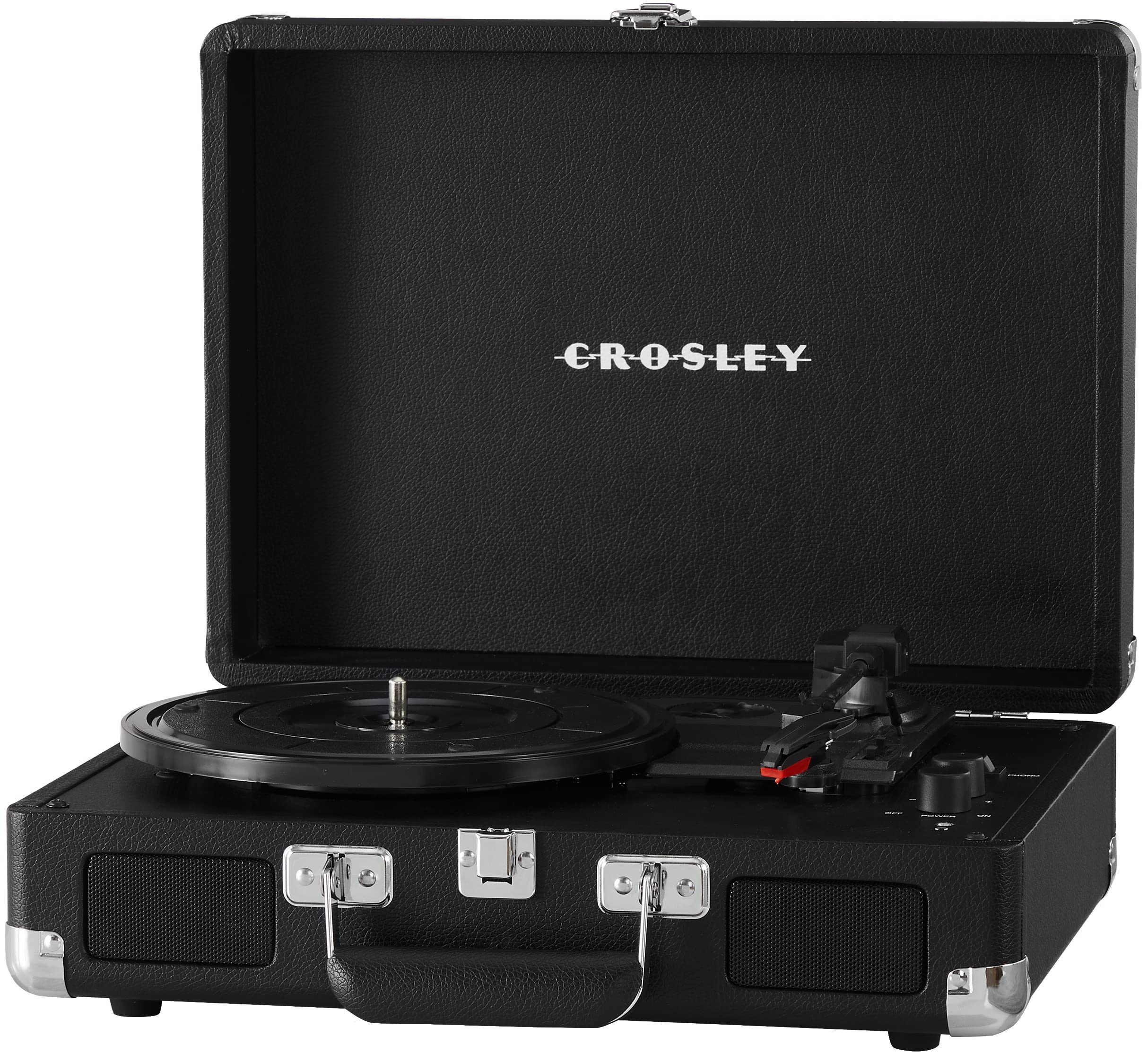 Crosley CR8005DP-BK1 Cruiser Plus Vintage 3-Speed Bluetooth in/Out Suitcase Vinyl Record Player Turntable, Black