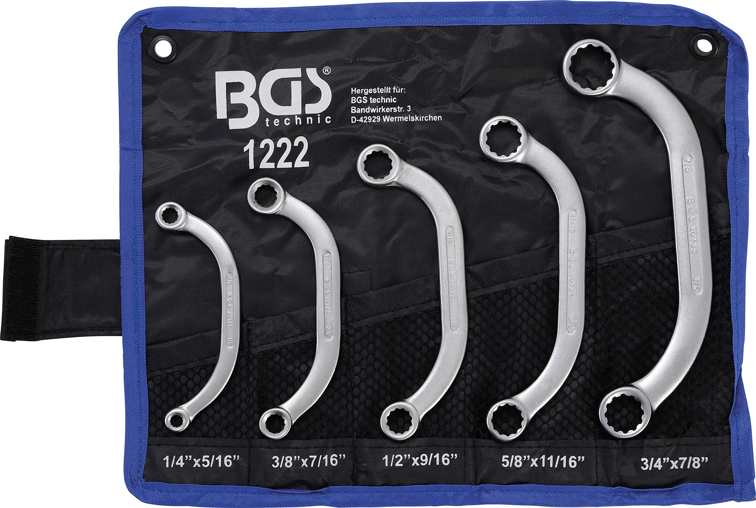 BGS 1222 | Obstruction Ring Spanner Set | Inch Sizes | 1/4" - 7/8" | 5 pcs.