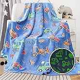 Truck Blanket for Boys Kids, Construction Excavator Tractor Throw Blanket, Gifts for Boys Age 3-12, Toddler Blanket, Car & Truck Theme Room Decor, Soft Cozy Glow in The Dark Kids Throw Blanket