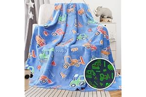 LOKOZ Boys Truck Glow in The Dark Blanket - Soft Throw Blanket for Kids - Car Throw Blankets for Kids Christmas Birthday Gifts for Room Bed Sofa Decor
