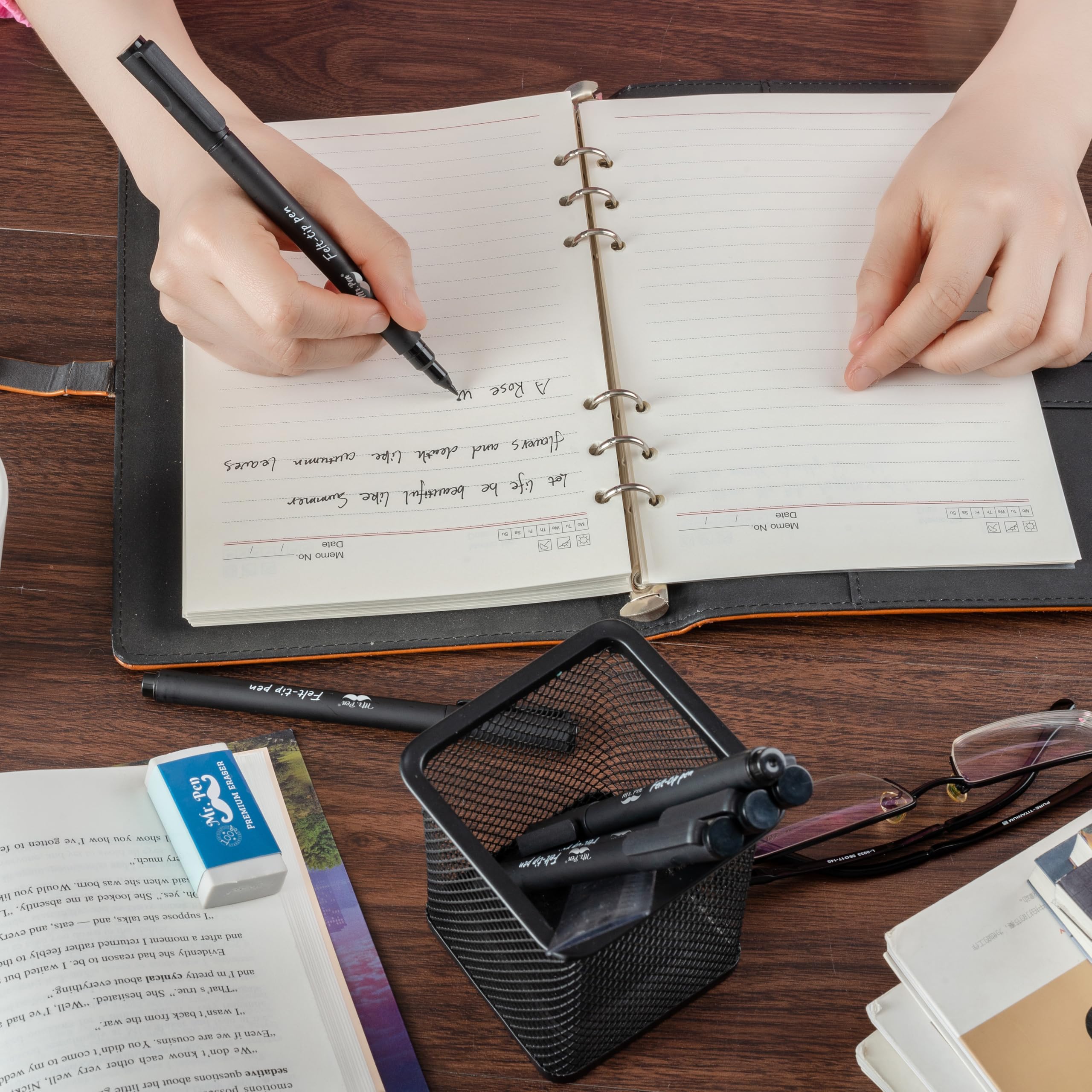 Mr. Pen- Felt tip pens, Pack of 12, 0.7mm Point Tip, Black Felt Tip Pens, Fast Dry, Planner Markers