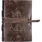 ConQuest Harry Potter Deathly Hallows Leather Wrapped Journal | 5"x7", Vegan Leather, Embossed Cover, 240 Unlined Pages, 120gsm Paper, Officially Licensed