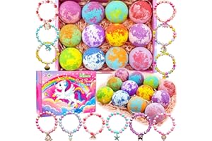 PHAORUI Unicorn Bath Bombs for Girls Kids with Toys Surprise Jewelry Inside Gift for Girls 3 4 5 6 7 8 Years Old Birthday Gifts Ideas Easter Gifts for Girls Easter Basket Stuffers Egg Fillers Christmas Gifts