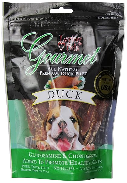 LOVING PETS ALL NATURAL PREMIUM DUCK STRIPS WITH GLUCOSAMINE & CHONDROITIN DOG TREATS, 6 OZ