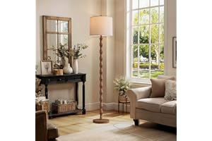 BOBOMOMO 62" Rustic Floor Lamp for Living Room, Retro Farmhouse Floor Lamp Rotary Switch, Resin Standing Lamp for Living Room