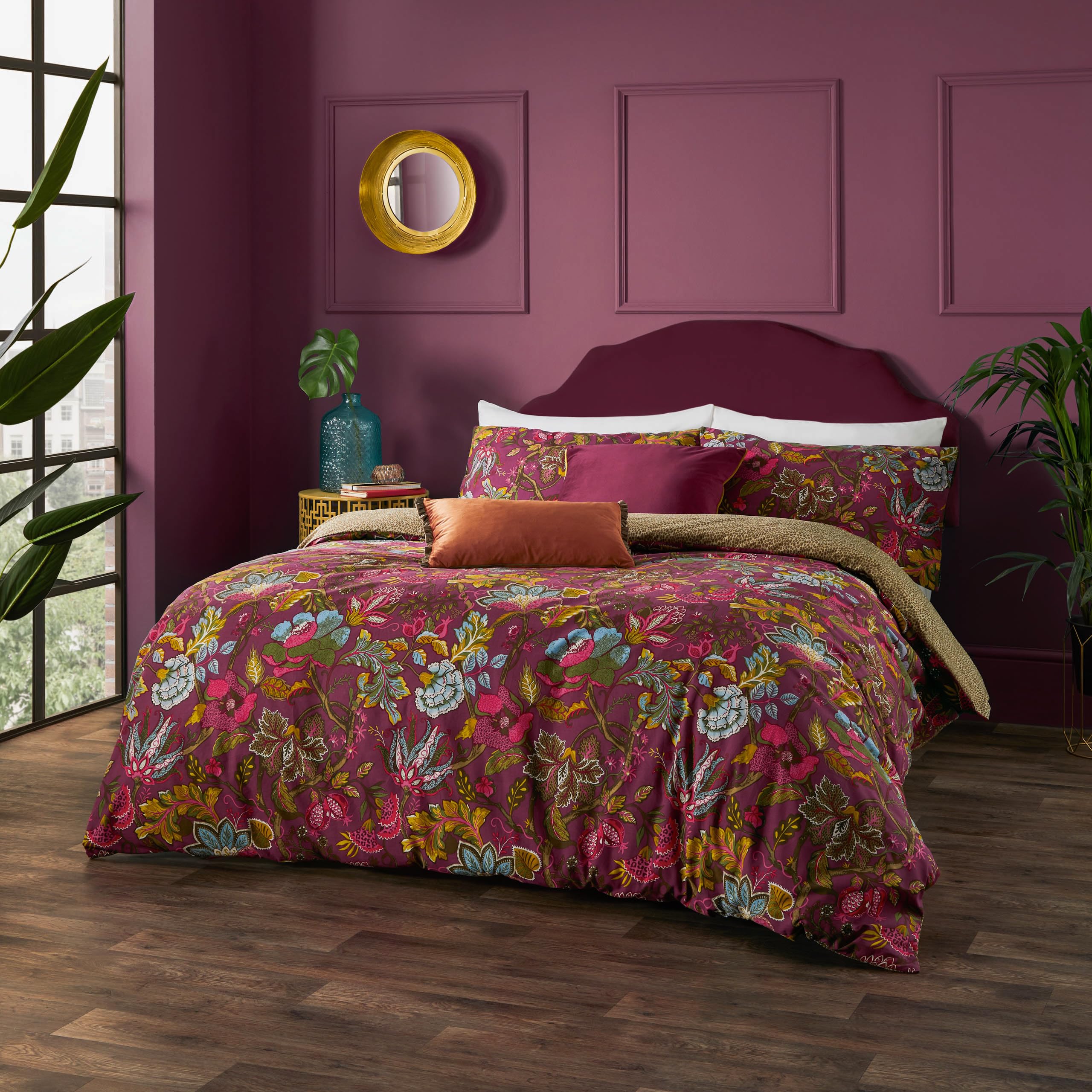 furn. Wylder Tropics Viranai Exotic Floral Duvet Cover Set, Lake Cerise