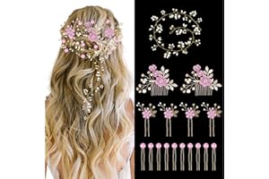 KARIDER Bridal Hair Accessories, 17 Pcs Floral Wedding Hairs Accessories, Grace Bridal Hair Comb Brides Hairs Pins Wedding Ac