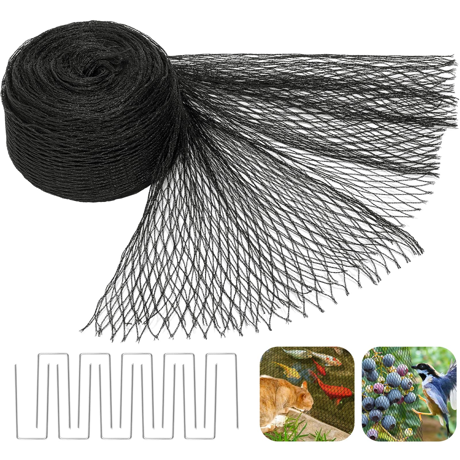 Photo 1 of Pond Netting for Koi Ponds, 7 X 10 ft Pond Nets for Outdoor Ponds, Heavy Duty Pond Leaf Net Cover for Protect Fish from Heron Birds Cats Predators (10pcs Stakes, 30g/?)