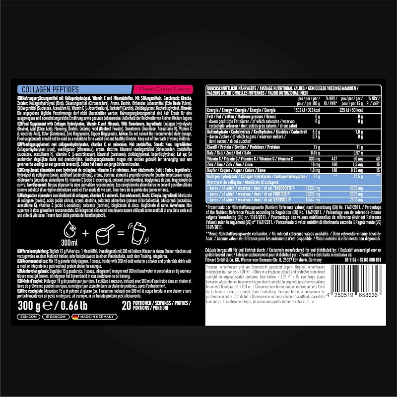 Collagen Peptides, Ciliegia, 300 g, 20 porzioni
