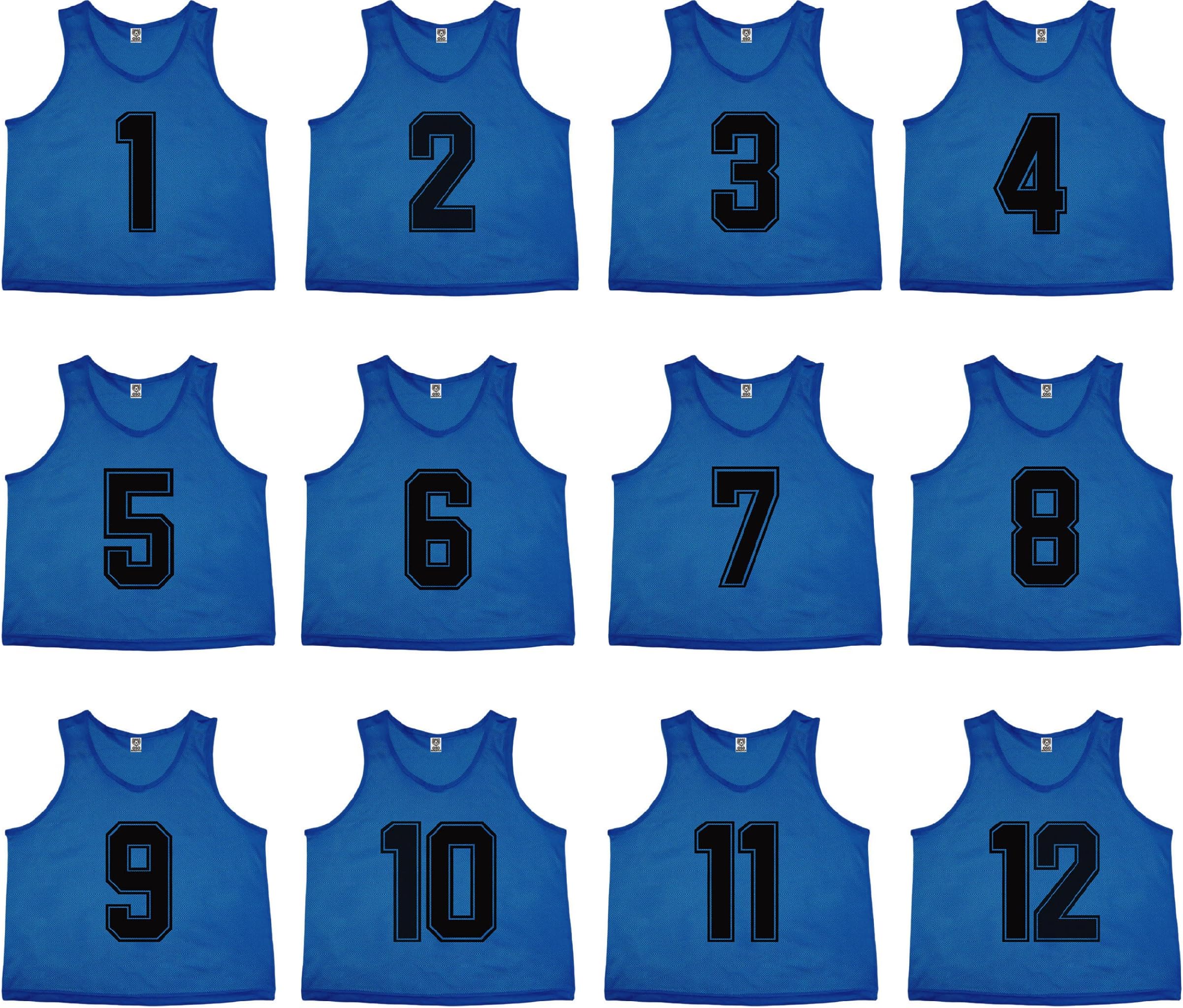 Oso AthleticsSets of 12 (1-12, 13-24, 25-36, 37-48) Premium Polyester Mesh Numbered Jerseys Pinnies