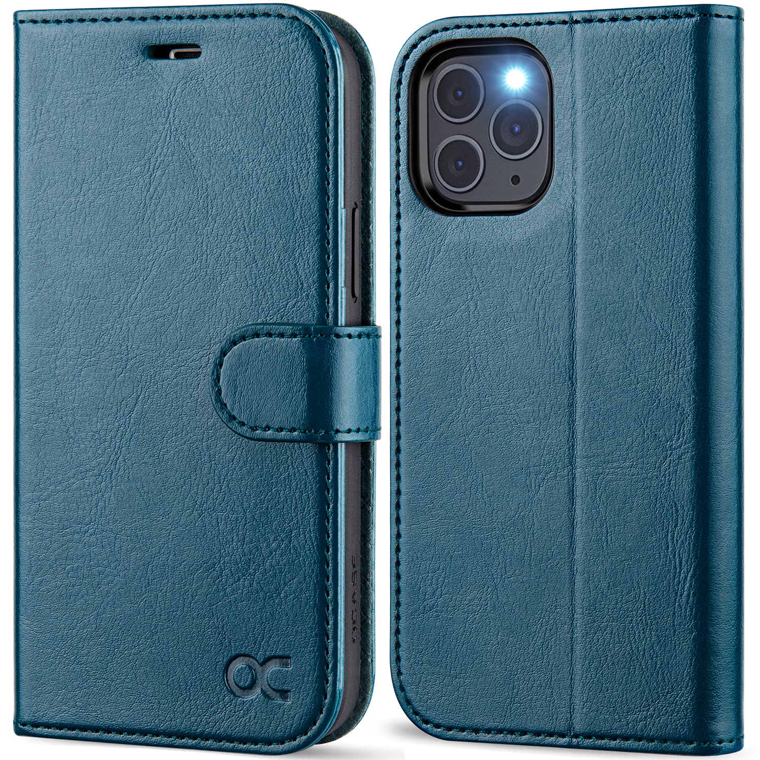 OCASE iPhone 12 Case, iPhone 12 Pro Case PU Leather iPhone 12/12 Pro 5G Wallet Flip Phone Cover with[TPU Inner Shell][RFID Blocking][Card Holder] Compatible with 6.1 Inch iPhone 12/12 Pro-Peacock Blue — image 1