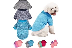 MOIRIG 3 Pack Dog Sweater, Dog Sweaters for Small Dogs, Warm Soft Pet Clothes for Puppy, Medium Large Cat, Dogs Girl or Boy, Dog Shirt for Winter Christmas (Grey+Navy+Blue, X-Small)