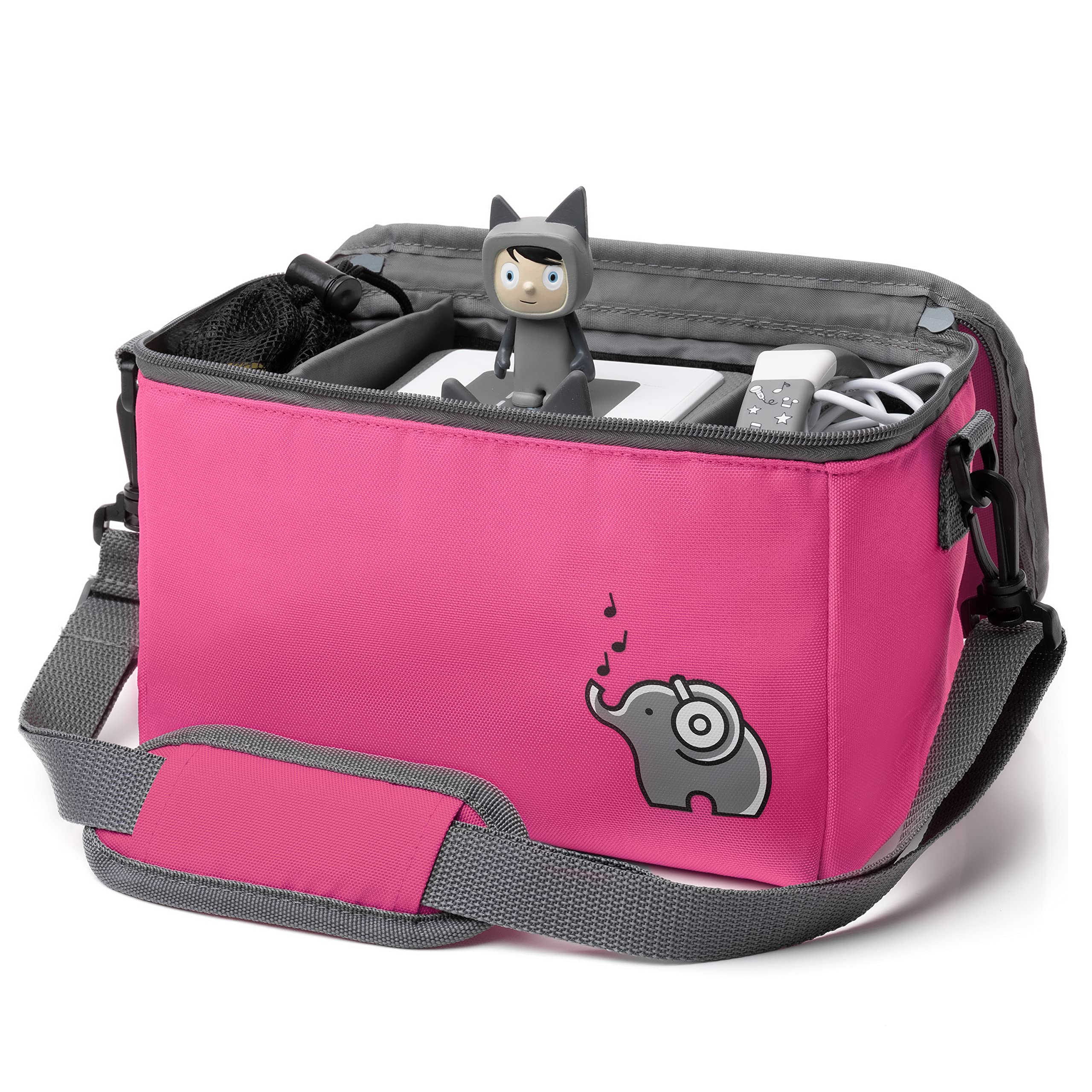 fantifant Music Box Bag for Tigerbox or Toniebox Bag for Box and Accessories with Flexible Inner Compartments I with Recycled PET, Flamingo Pink, 25x16,5x14cm, Children's Luggage