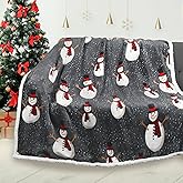 Catalonia Snowman Blanket, Holiday Theme Sherpa Fleece Throw, Blanket for Couch and Bed, Christmas Blanket | Super Soft, Comfy, Cozy, Fluffy, Warm | 60x80 inch, Grey