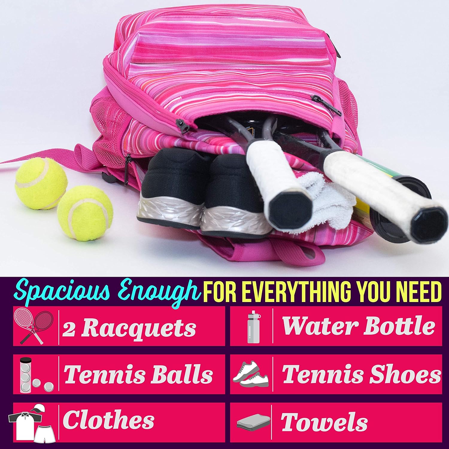 Athletico Compact City Tennis Backpack (Pink) : Sports & Outdoors