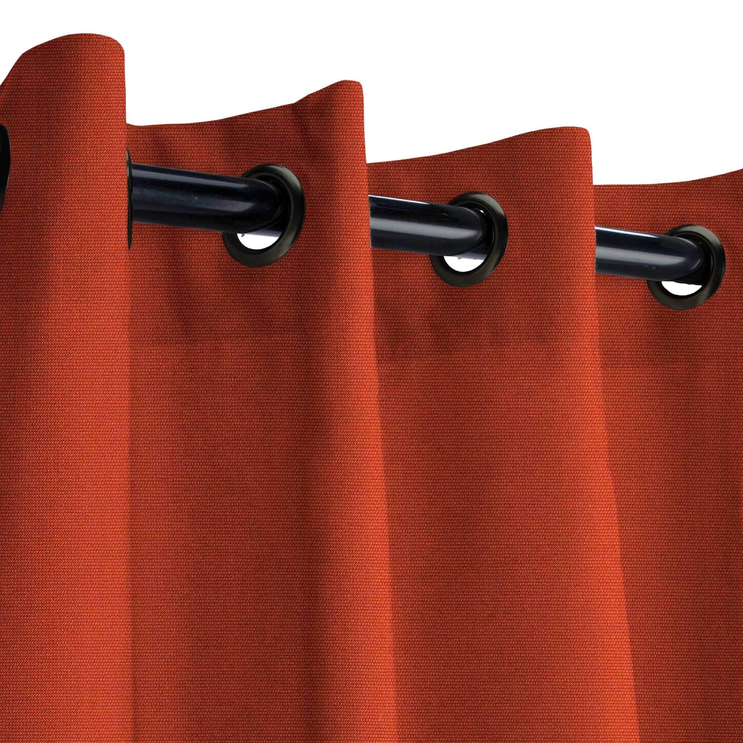 Sunbrella Canvas Brass Outdoor Curtain with Dark Gunmetal Grommets 50 in. Wide x 84 in. Long
