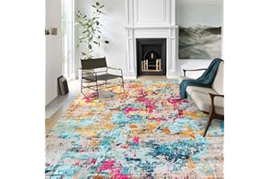 Washable 4x6 Area Rug Non-Slip Modern Abstract Indoor Rug Low Pile Soft Bedroom Small Carpet Non Shedding Nursery Rug Foldabl