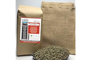 SMOKIN BEANS 5-pound Guatemala (Unroasted Green Coffee Beans) premium Arabica beans grown Central America fresh current-crop beans for home coffee roasters, specialty-grade coffee beans, includes a free burlap bag