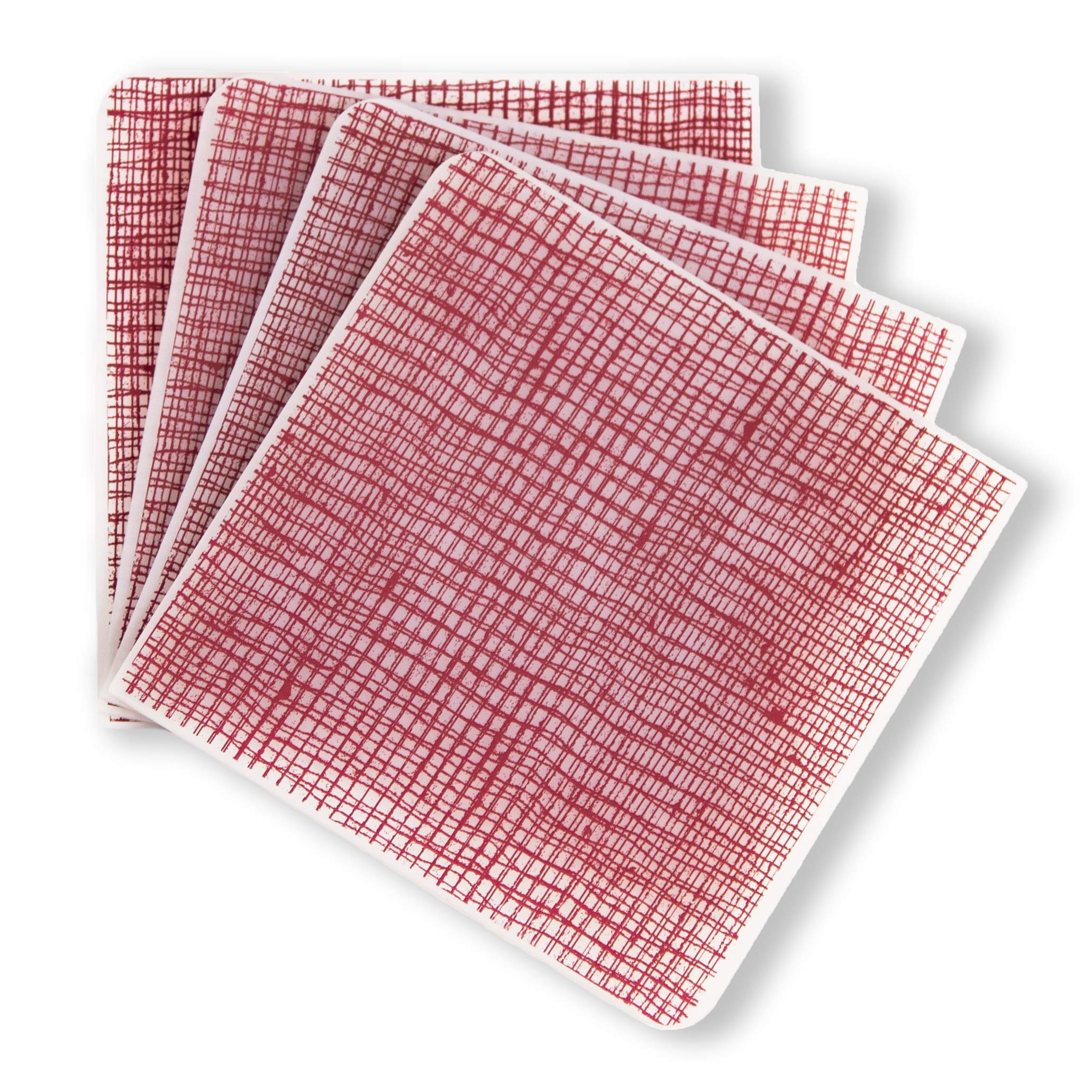 Modern Twist Linen Square Coasters, Cranberry, 4-Piece