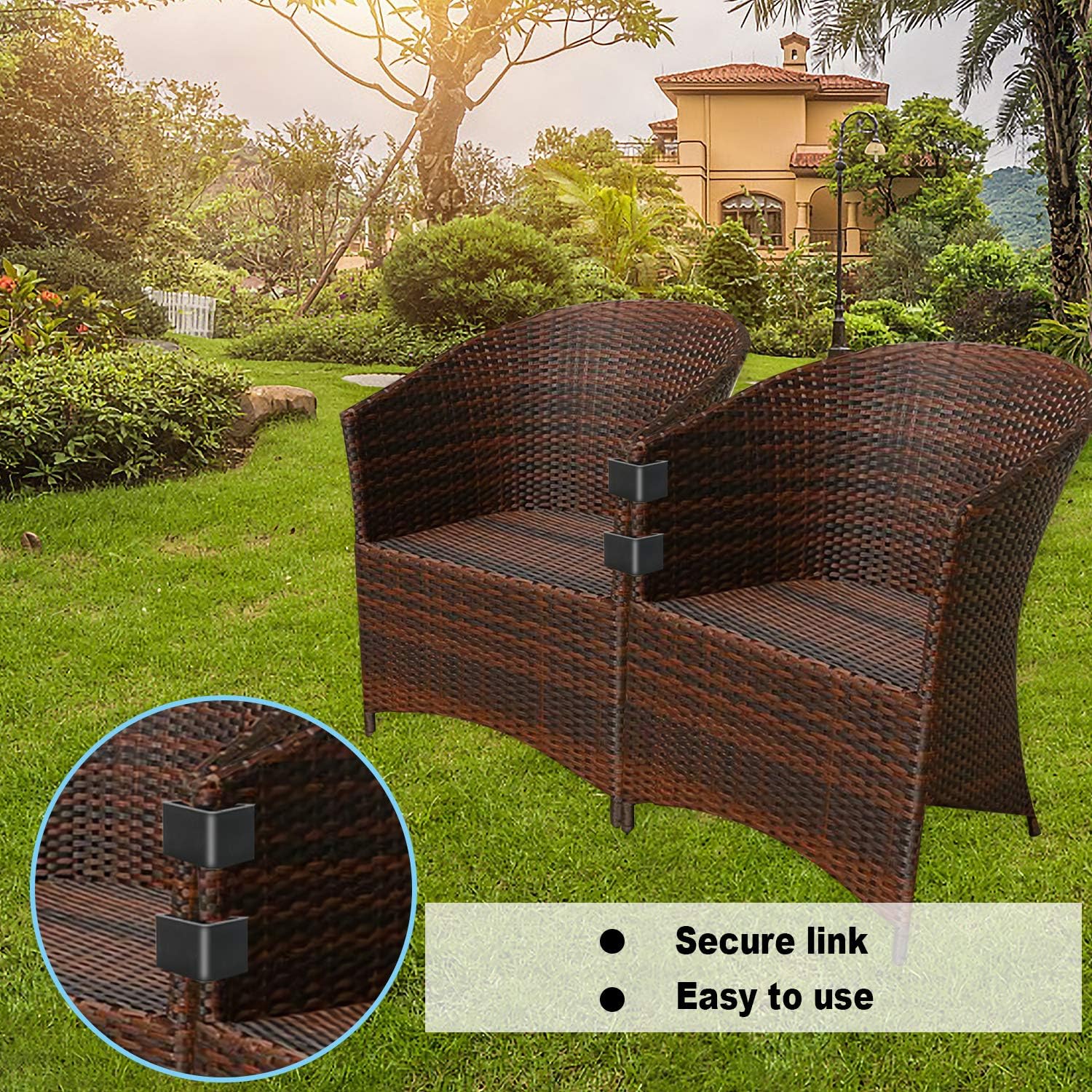 PETKNOWS 12Pcs Patio Wicker Furniture Clips Outdoor Rattan Sectional Sofa Chairs Connector Fastener Clips (Medium): Kitchen & Dining