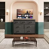 CAIYUN 7-Drawer Chest of Drawers Fabric Storage Tall Black Bedroom view 7