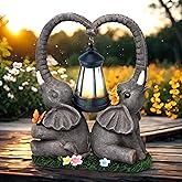 yiilead 10.6" Solar Elephant Garden Statue,Heart Elephant Lawn Decorations Outdoor,Unique Elephant Gifts Housewarming for Women,Mom,Lover