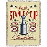 Northwest Florida Panthers 2025 Stanley Cup Champions Recorded Woven Tapestry Throw Blanket – Official NHL, 48 x 60 Inches, Decorative Fringed Edges, Soft Polyester, Team Logo, Championship Gift