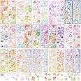 HINZIC 30 Sheets Korean Stickers Cute Rabbit Bear Kpop Deco Stickers for Photocard Self Adhesive Colorful Korean Stickers for Scrapbook DIY Arts Craft Card Making