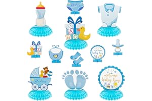 OSNIE Blue Baby Shower Party Centerpieces for Boys, 12Pcs It's a Boy Baby Shower Honeycomb Decoration, Welcome Boys Gender Reveal Party Table Topper Decorations, Newborn Party Favors Photo Booth Props