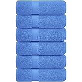 Infinitee Xclusives Blue Hand Towels for Bathroom - Set of 6 (16x28 inches) 600 GSM, 100% Cotton Ultra Soft, Quick Drying, Hotel Quality Hand Towel Set (Eloquent Blue)