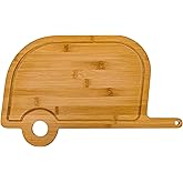 Camco Life is Better at The Campsite Retro RV Shaped Bamboo Wood Cutting Board for Food Prep-Doesn't Dull Knives, Resists Moisture (53089)