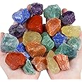 QINJIEJIE 7 Chakra Crystal Raw Healing Crystals Rough Stones Large 1" Assorted Gemstones for Tumbling, Cabbing, Fountain Rocks, Decoration, Polishing, Wicca Reiki