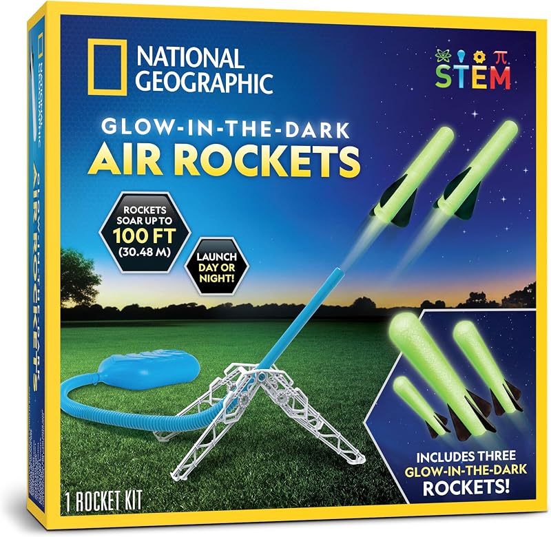 Blue Marble NATIONAL Air Rocket Launcher Toy Glow 30 Meters