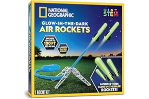 National Geographic Air Rocket Launcher Toy - Launch Glow in The Dark Rockets up to 30 Meters, Outdoor Toys, Glow in The Dark