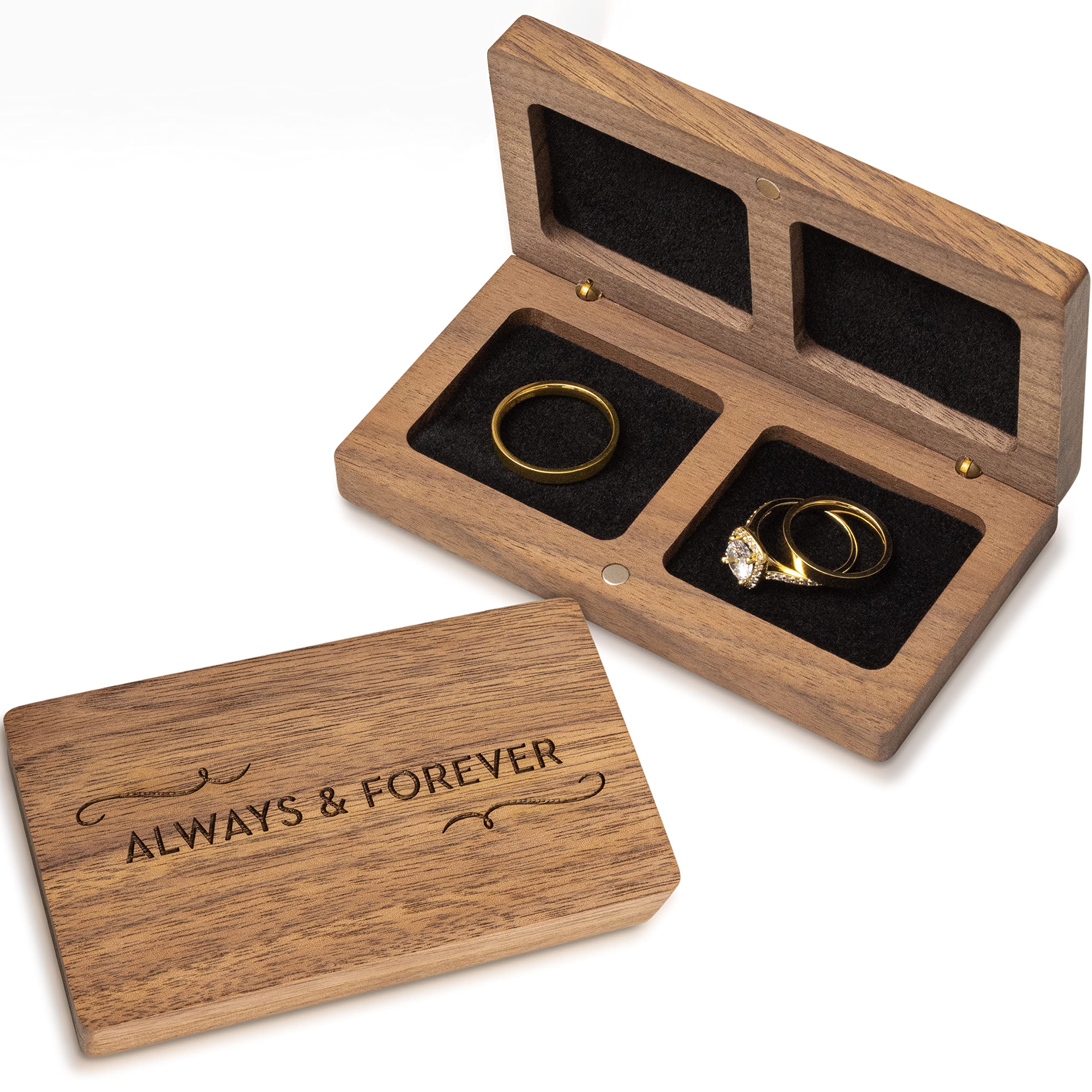 Prazoli Ring Box - Wedding Ceremony Keepsake, Rustic Wooden Ring Bearer Box Holder