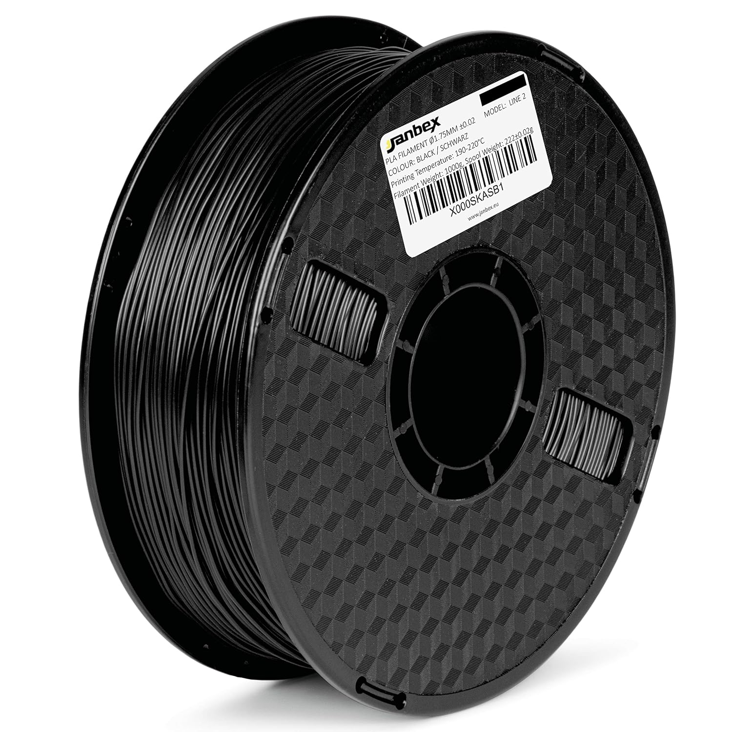 JANBEX PLA (Schwarz) Filament 1,75 mm 1kg Rolle für 3D Drucker oder Stift in Vakuumverpackung