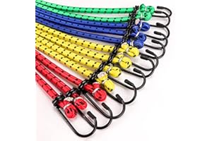 Veppak-Bungee Cords with Hooks, 12 Pack Elastic Bungee Straps Includes 40",32", 24", 16",Heavy Duty Outdoor Bungie Straps to Packing for Camping, Tent, Storing Packages, Fastening Items