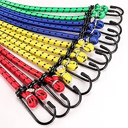Veppak-Bungee Cords with Hooks, 12 Pack Elastic