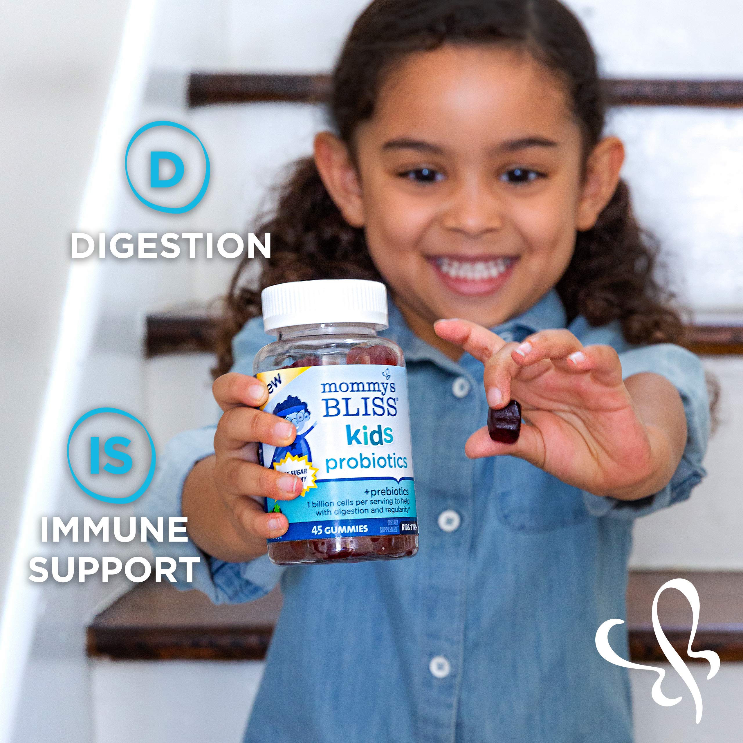 Mommy’s Bliss Kids Probiotic + Prebiotic Gummies, Supports Immunity & Digestive Health, 1 Billion CFU Per Gummy, Berry Flavor, Ages 2 Years+, 45 Count