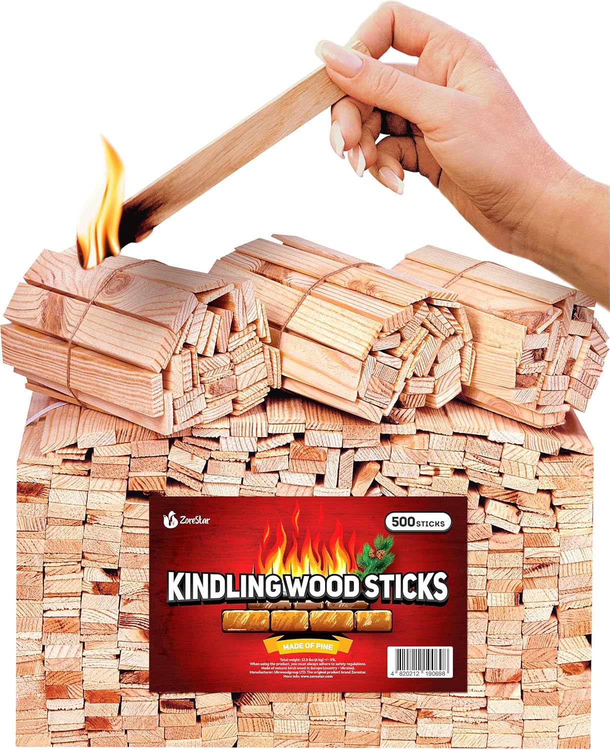 Kindling Wood 500 pc Better Than Fatwood Fire Starter Sticks - for Indoor and Outdoor Use - Firestarter for Wood Stove and fire Pit - 13.5 lbs: Sports & Outdoors