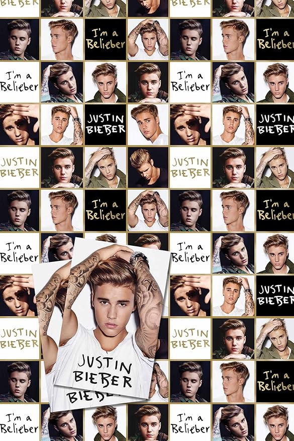 Justin Bieber 2 Sheet 2 Tag Gift Wrap Amazon De Burobedarf Schreibwaren
