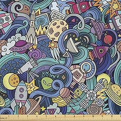 Ambesonne Space Fabric by The Yard, Abstract